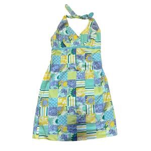 Vintage Lilly Pulitzer Patchwork Halter Mini Dress Size 4